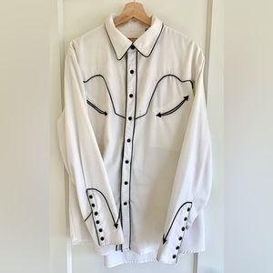 Scully White 80s Vintage Western “Rockabilly” Shirt Black Onyx Snap Buttons